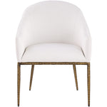 Ferro Linen Textured Performance Fabric Upholstered Dining Arm Chair in Cream