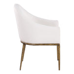Ferro Linen Textured Performance Fabric Upholstered Dining Arm Chair in Cream