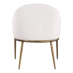 Ferro Linen Textured Performance Fabric Upholstered Dining Arm Chair in Cream