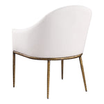 Ferro Linen Textured Performance Fabric Upholstered Dining Arm Chair in Cream