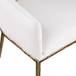 Ferro Linen Textured Performance Fabric Upholstered Dining Arm Chair in Cream