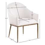 Ferro Linen Textured Performance Fabric Upholstered Dining Arm Chair in Cream