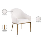 Ferro Linen Textured Performance Fabric Upholstered Dining Arm Chair in Cream