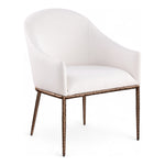 Ferro Linen Textured Performance Fabric Upholstered Dining Arm Chair in Cream