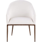 Ferro Linen Textured Performance Fabric Upholstered Dining Arm Chair in Cream