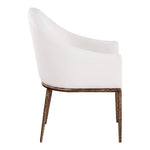 Ferro Linen Textured Performance Fabric Upholstered Dining Arm Chair in Cream