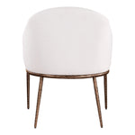Ferro Linen Textured Performance Fabric Upholstered Dining Arm Chair in Cream