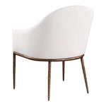 Ferro Linen Textured Performance Fabric Upholstered Dining Arm Chair in Cream