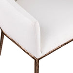 Ferro Linen Textured Performance Fabric Upholstered Dining Arm Chair in Cream