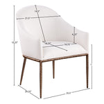 Ferro Linen Textured Performance Fabric Upholstered Dining Arm Chair in Cream
