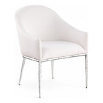 Ferro Linen Textured Performance Fabric Upholstered Dining Arm Chair in Cream