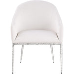 Ferro Linen Textured Performance Fabric Upholstered Dining Arm Chair in Cream
