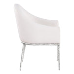 Ferro Linen Textured Performance Fabric Upholstered Dining Arm Chair in Cream