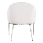 Ferro Linen Textured Performance Fabric Upholstered Dining Arm Chair in Cream