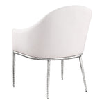 Ferro Linen Textured Performance Fabric Upholstered Dining Arm Chair in Cream