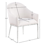 Ferro Linen Textured Performance Fabric Upholstered Dining Arm Chair in Cream