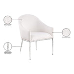 Ferro Linen Textured Performance Fabric Upholstered Dining Arm Chair in Cream
