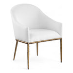 Ferro Linen Textured Performance Fabric Upholstered Dining Arm Chair in White