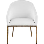 Ferro Linen Textured Performance Fabric Upholstered Dining Arm Chair in White