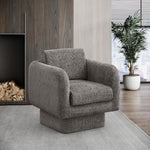 Alessandra Chenille Fabric Upholstered Swivel Accent Chair in Grey