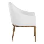Ferro Linen Textured Performance Fabric Upholstered Dining Arm Chair in White