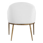 Ferro Linen Textured Performance Fabric Upholstered Dining Arm Chair in White