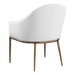 Ferro Linen Textured Performance Fabric Upholstered Dining Arm Chair in White