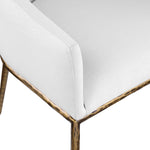 Ferro Linen Textured Performance Fabric Upholstered Dining Arm Chair in White