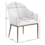 Ferro Linen Textured Performance Fabric Upholstered Dining Arm Chair in White
