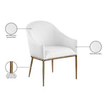 Ferro Linen Textured Performance Fabric Upholstered Dining Arm Chair in White