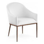 Ferro Linen Textured Performance Fabric Upholstered Dining Arm Chair in White
