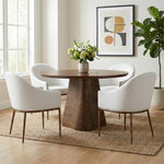 Ferro Linen Textured Performance Fabric Upholstered Dining Arm Chair in White