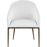 Ferro Linen Textured Performance Fabric Upholstered Dining Arm Chair in White