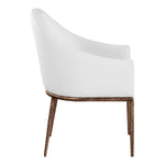 Ferro Linen Textured Performance Fabric Upholstered Dining Arm Chair in White