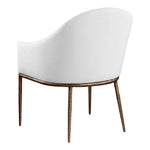 Ferro Linen Textured Performance Fabric Upholstered Dining Arm Chair in White