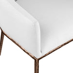Ferro Linen Textured Performance Fabric Upholstered Dining Arm Chair in White