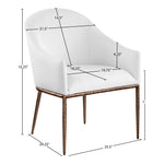 Ferro Linen Textured Performance Fabric Upholstered Dining Arm Chair in White