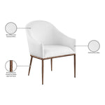Ferro Linen Textured Performance Fabric Upholstered Dining Arm Chair in White