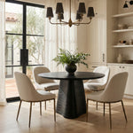Ferro Linen Textured Performance Fabric Upholstered Dining Side Chair in Beige