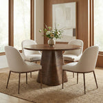 Ferro Linen Textured Performance Fabric Upholstered Dining Side Chair in Beige