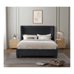Penny Chenille Fabric Upholstered Queen Bed in Black