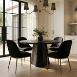 Ferro Linen Textured Performance Fabric Upholstered Dining Side Chair in Black