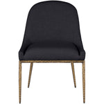 Ferro Linen Textured Performance Fabric Upholstered Dining Side Chair in Black