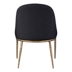 Ferro Linen Textured Performance Fabric Upholstered Dining Side Chair in Black
