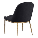 Ferro Linen Textured Performance Fabric Upholstered Dining Side Chair in Black