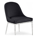 Ferro Linen Textured Performance Fabric Upholstered Dining Side Chair in Black