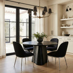 Ferro Linen Textured Performance Fabric Upholstered Dining Side Chair in Black