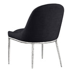 Ferro Linen Textured Performance Fabric Upholstered Dining Side Chair in Black