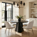 Ferro Linen Textured Performance Fabric Upholstered Dining Side Chair in Cream