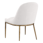 Ferro Linen Textured Performance Fabric Upholstered Dining Side Chair in Cream
